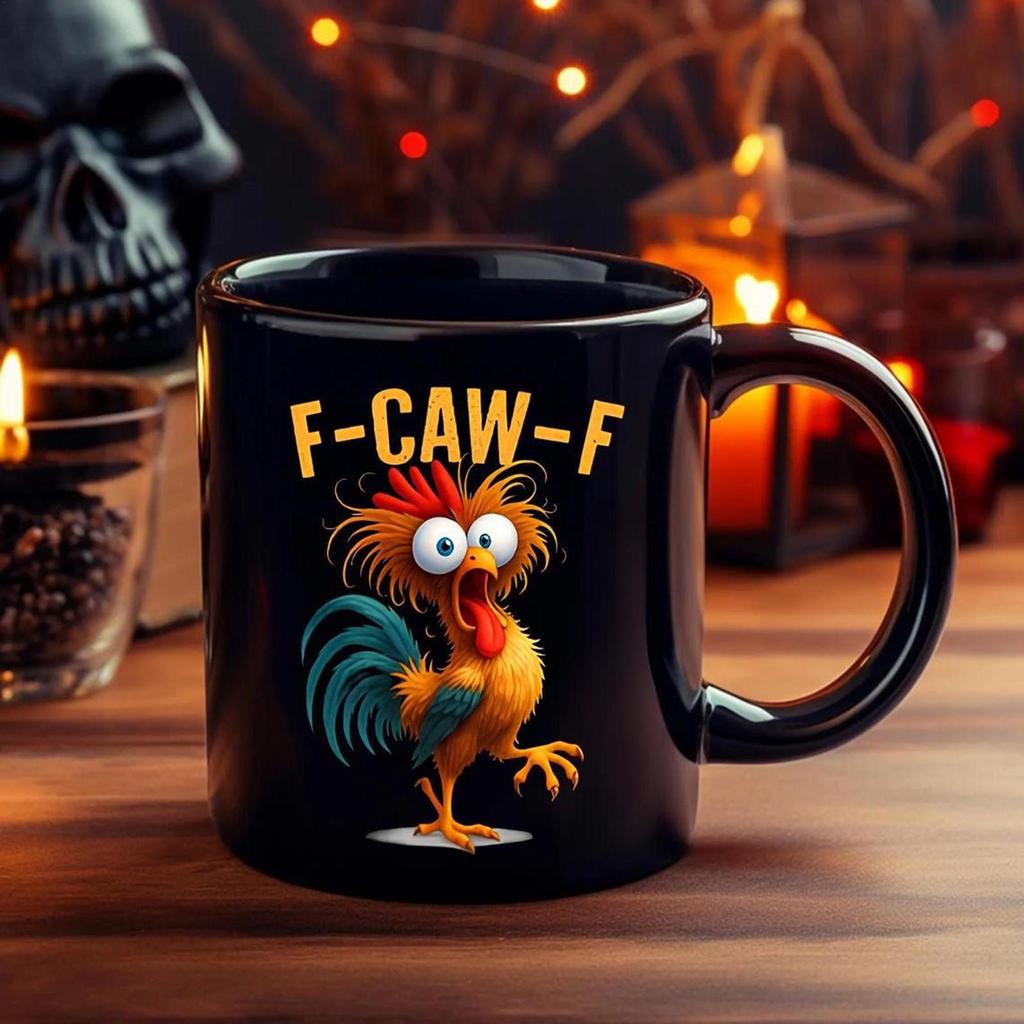 350 ml Rolig Kycklingmugg Nyhet Keramik F-Kuckeliku-F Tupp Kaffekoppar För Män Kvinnor Vänner Familj Gårdshus Heminredning