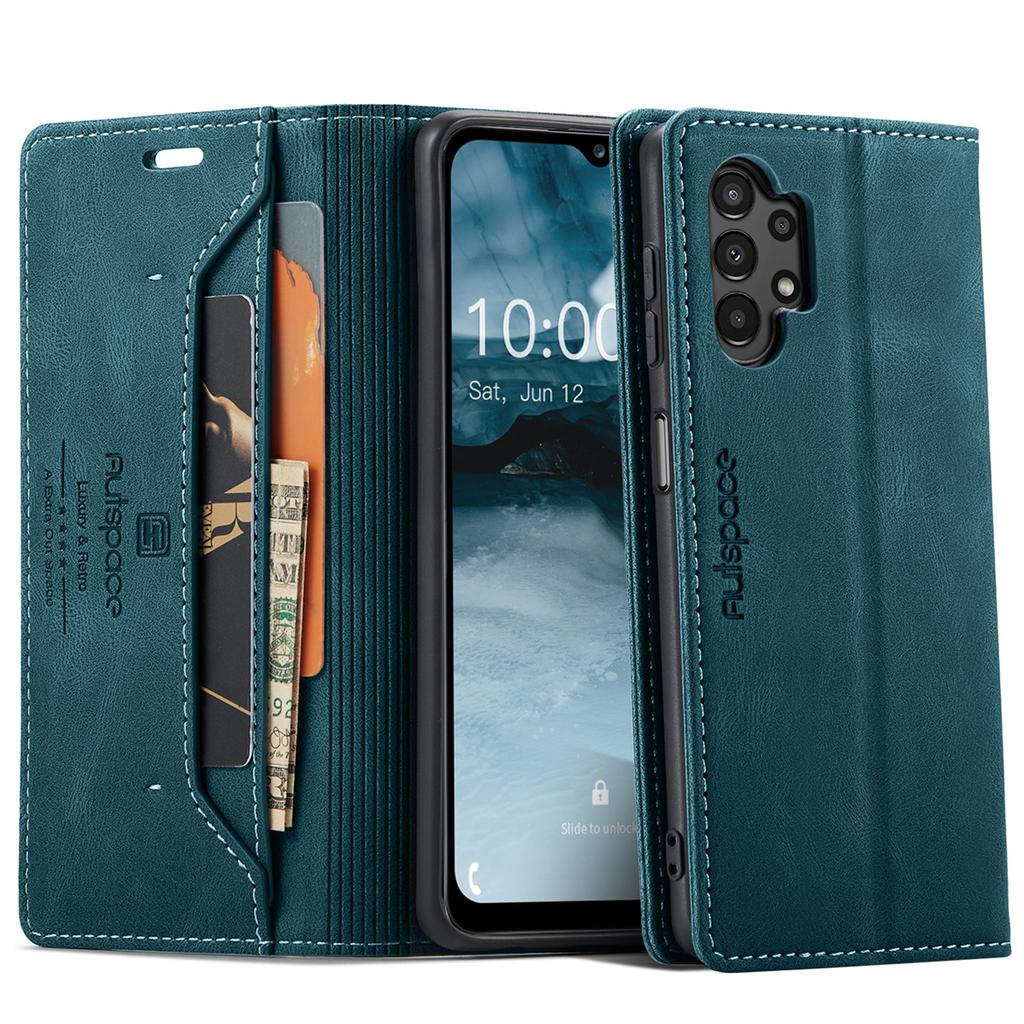 Premium Vintage Leather Wallet Case for Samsung Galaxy A14 4G/5G - RFID Protection Flip Cover with Card Slots, Shockproof Retro Style (4 Colors)