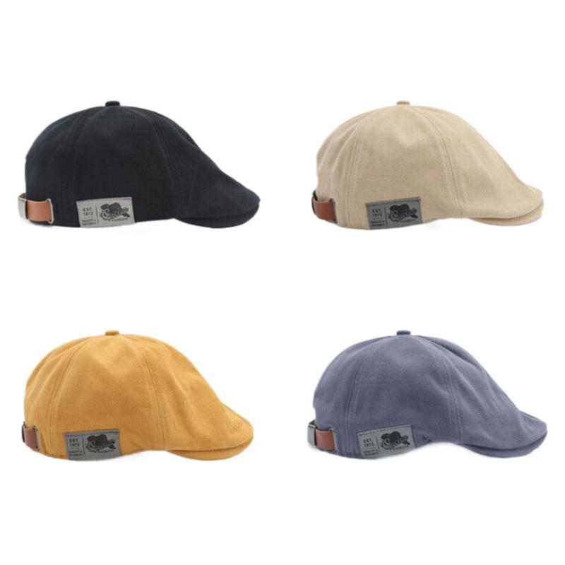 2025 Men'S Vintage Linen Hip Hop Solid Beret Side Label Women'S Hat Vintage Beanie Crowd Style Sun Beret