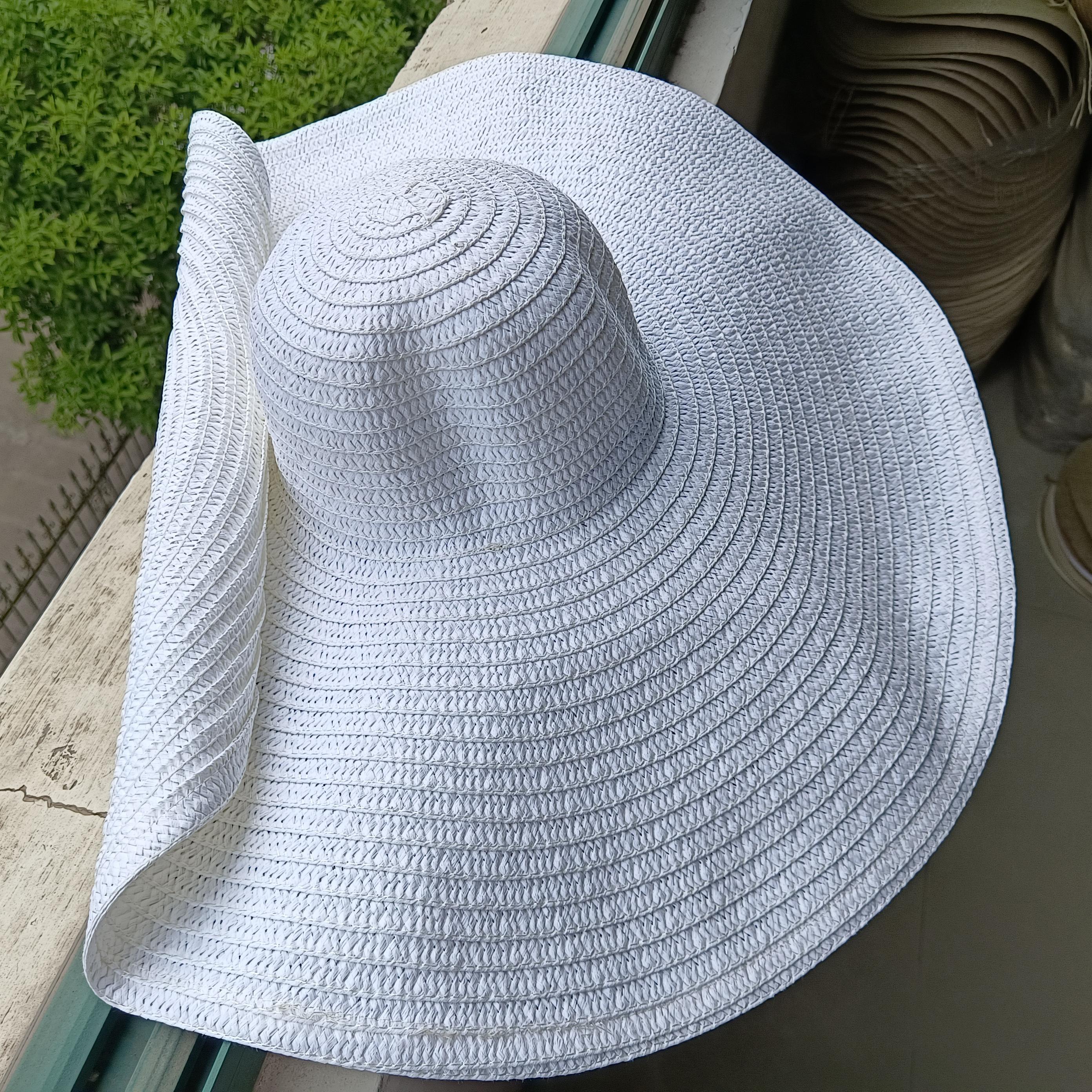 

Designer empty top hat for woman big brim straw hat 3-layer fringed edge fashion retro outdoor vacation beach sun hat