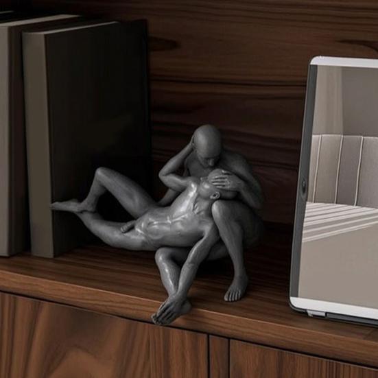 Nude Male Statue 3D Printed 2 Naked Men Figurine Minimalist Naked Body Sculpture for Modern Home Desktop Decor
