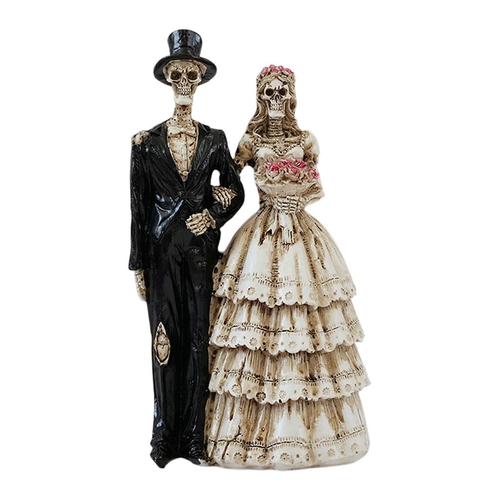 Halloween Skeleton Groom And Bride Resin Ornament Decoration