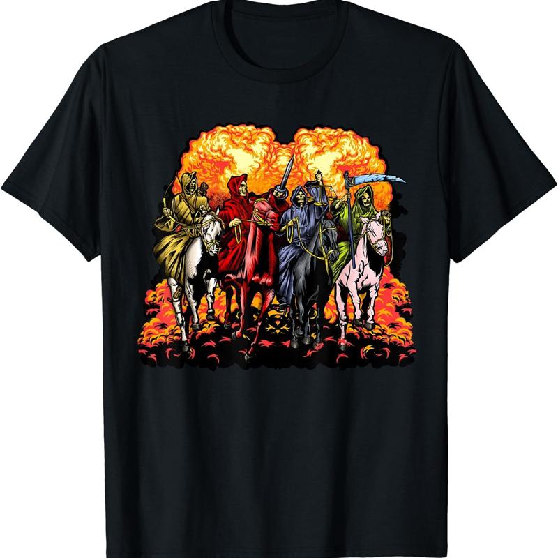 New Limited 4 Horsemen Of The Apocalypse Revelation 6 1 8 Jesus T Shirt