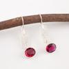 Pink Rubellite Gemstone 925 Solid Silver Jewelry Handmade Birthday Earrings 1.9" EE-168-6