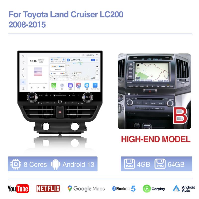 19.8" Carplay For Toyota Land Cruiser LC200 2008-2015 Car Multimedia Video Player GPS Navigation Radio Android Auto 4G 360camera