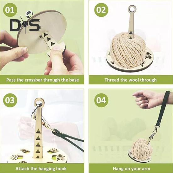 Wrist Yarn Holder Wooden Yarn Ball Holder with Wrist Strap Mini Minder Portable Yarn Holder for DIY Projects Crocheting Knitting Supplies