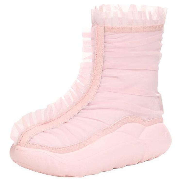 Collina Strada X Ugg Fabric Synthetic Leather Zipper Round Toe Short Boots Women boots Pink 1170290-SLPN
