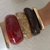 Ingemark 4 Styles Exaggerated Large Resin Acrylic Wide Bangles Women New Trend Thick Irregular Arm Bracelets Daily Y2K Jewelry