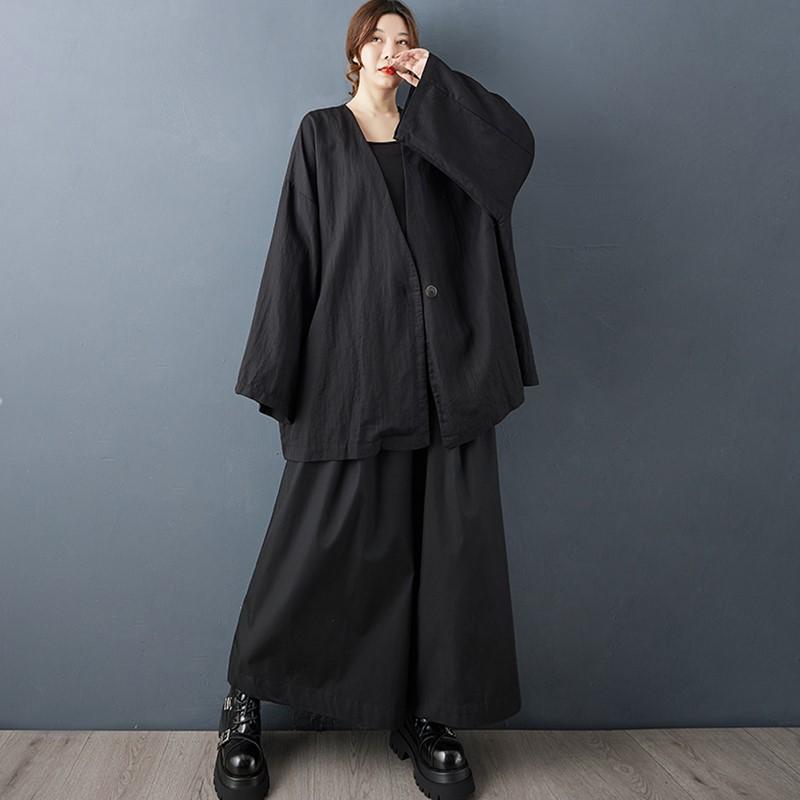 Long Sleeve Plus Size Black Jaket Causal Loose Spring Autumn Women Jacket Coat