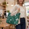Green Floral Print Tote Bag Casual Daily Portable Handbag for Women