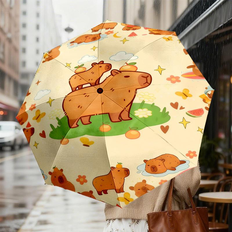 1pc Capybara Summer Pattern Umbrella Design Automatic Opening and Closing Umbrella, High-quality Travel Umbrella,  C1128153