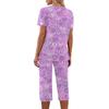 2 Piece Sets For Women Short Sleeve Top And Pants With Pockets Workout Soft  Print Sets