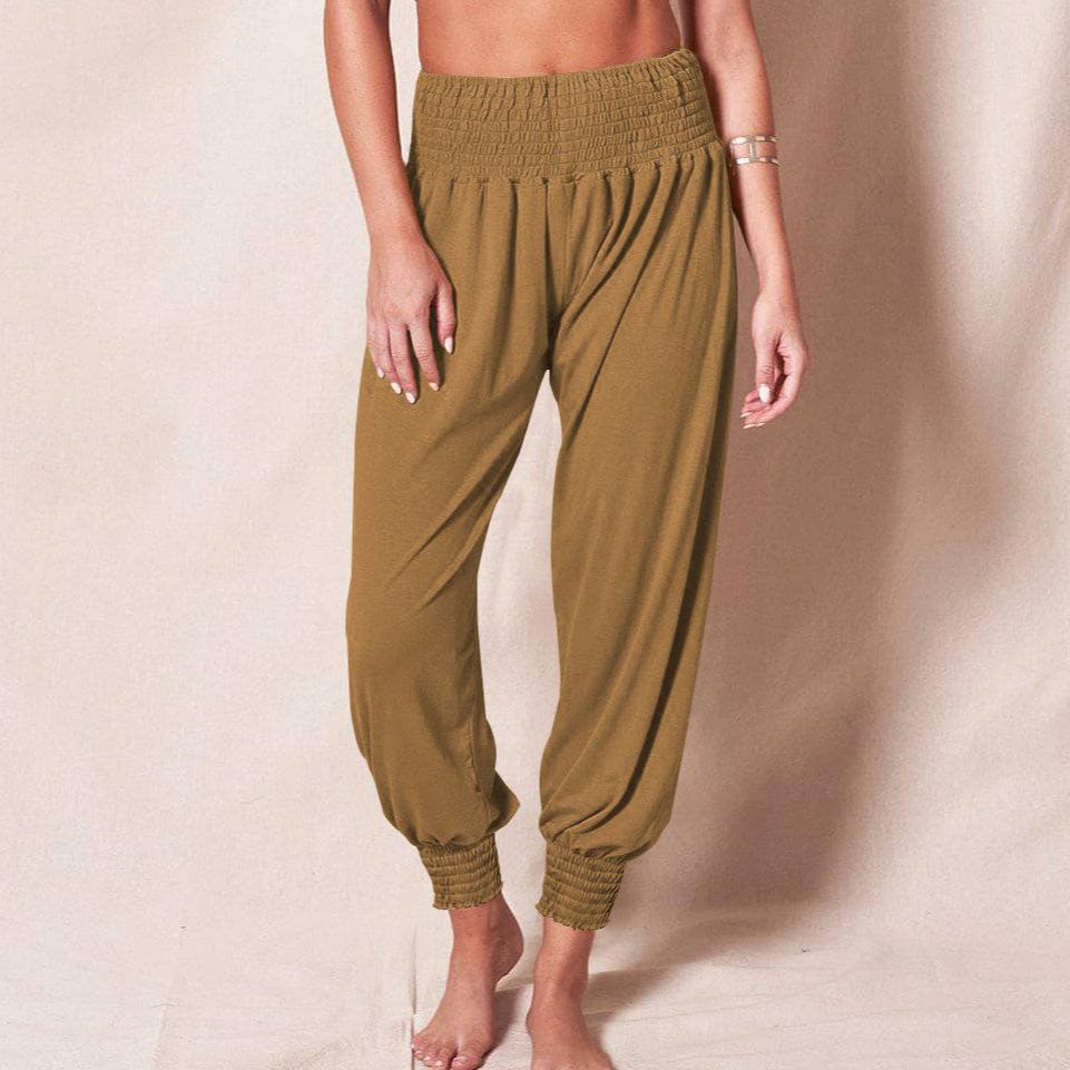 Neue Haremshose für Damen, Elastischer Bund, Einfarbige Locker Geschnittene Casual Yoga Jogginghose mit Bündchen an den Knöcheln für Zuhause, Freizeit und Sport