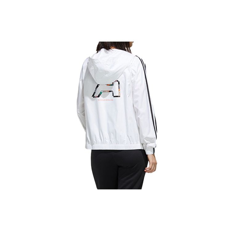 adidas Neo Faves Kapuzen-Sportjacke mit Alphabet-Blumenlogo Damen Oberbekleidung Weiß FP7321