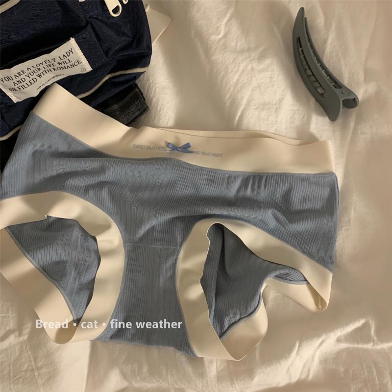 

Трусики женские антибактериальные бесшовные трусы для девочек с промежностью, дышащие, с высокой эластичностью, средней талией One size озеро синий