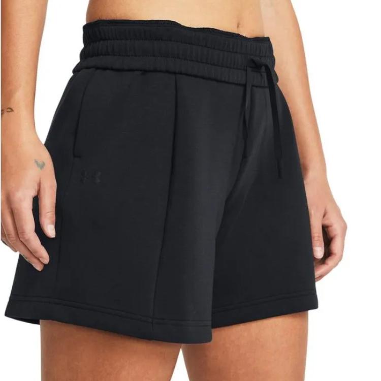 Under Armour Unstoppable Solid Fleece Pleated Training Shorts Women Bottoms Black 1382764-001