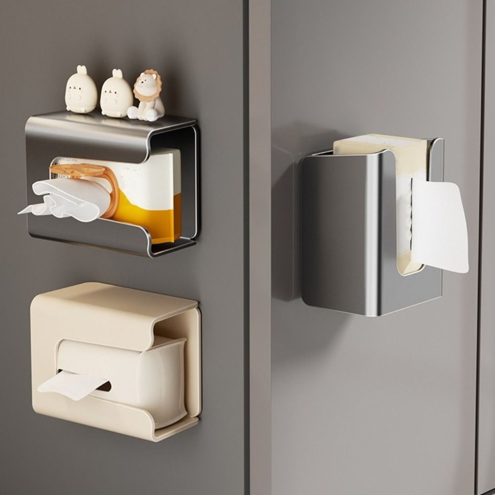 Wall Mounted Tissue Storage Box Waterproof Large Capacity Paper Towel Holder Multi-functional No Punching Tissue Dispenser Box