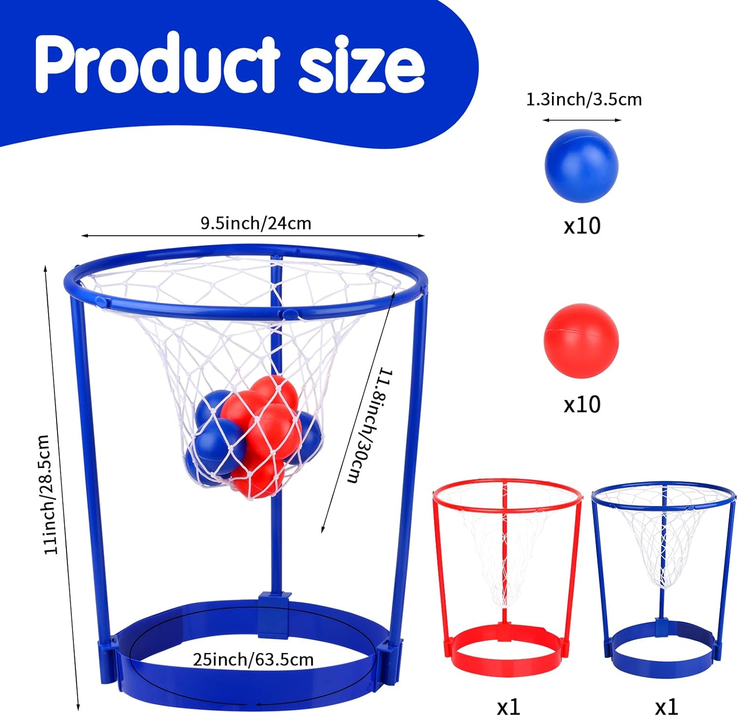

2 комплекта баскетбольных колец для вечеринок для детей и взрослых, регулируемая повязка на голову с 20 мячами, забавный подарок на день рождения