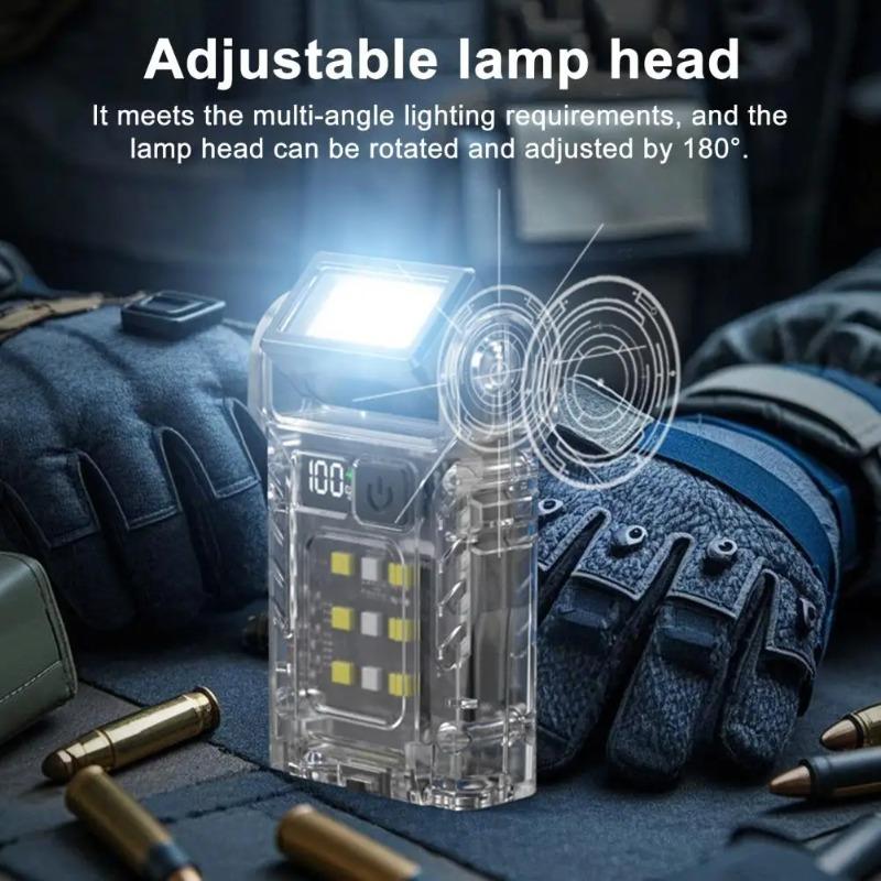 COB+SMD LED Outdoor Mini Flashlight USB-C Rechargeable Portable Torch Lamp Power Display Powerful Flashlight for Night Running