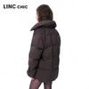 Jinyujie Women's Short Loose Fit Down Jacket with Large Lapel