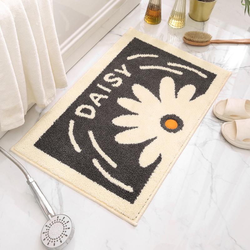 Fresh Ins Wind Small Daisies Tufted Floor Mat Household Bathroom Door Carpet Bathroom Non-slip Mat Absorbent Foot Mat