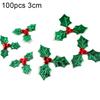 100Pcs Christmas Cloth Holly Berry Clover Patch Home Party Tree Ornaments Decor