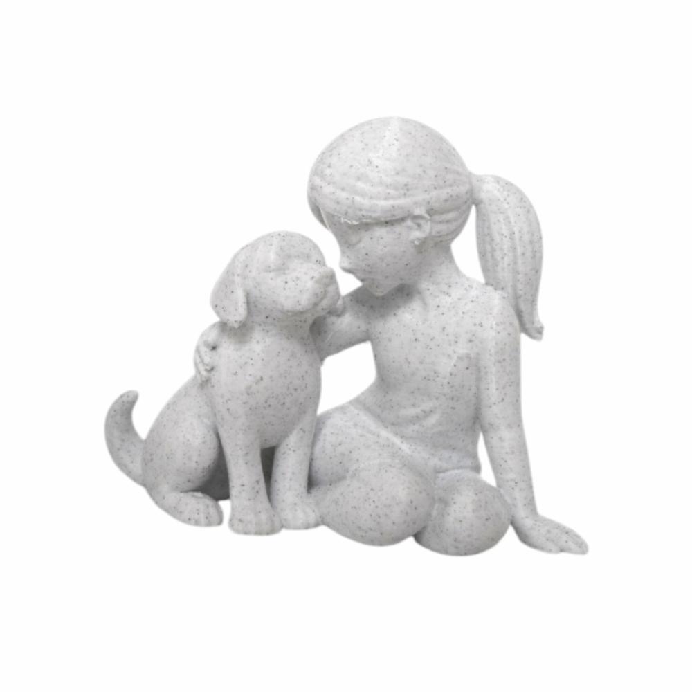 Cute Desktop Dog Figurine Creative Canine Statues Crafts Girl And Dog Statues  Home Decoration