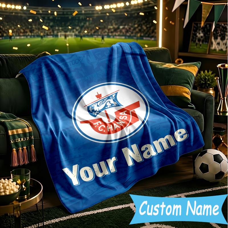 Custom Personalized Blanket Hansa Rostock Football Soft Throw Blanket, Suitable for Family and Friends, Sofa Blanket,Home Decor Christmas gift