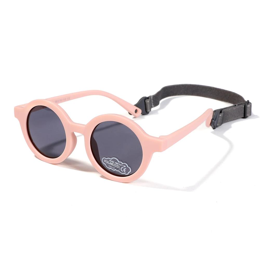 Kids Round TAC Baby Sunglasses Flexible Soft Frame with Strap for Toddler Boys Girls Age 0-3