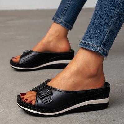 Plus Size Wedges Slippers Women  Summer Buckle Fish Mouth Sandals Woman Lightweight Slope Heels Beach Flip Flops for Female