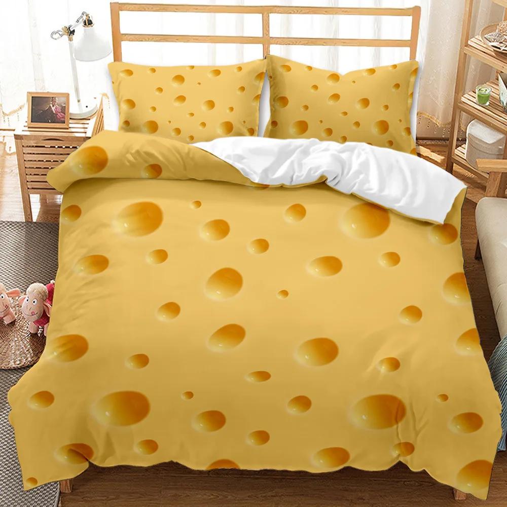 

BEST.WENSD Quality 100% Cotton Bedding Set Winter Duvet Cover Sets Reactive Printing Small Fresh Food Doughnut Bedding Sets EU single(135x200cm)
