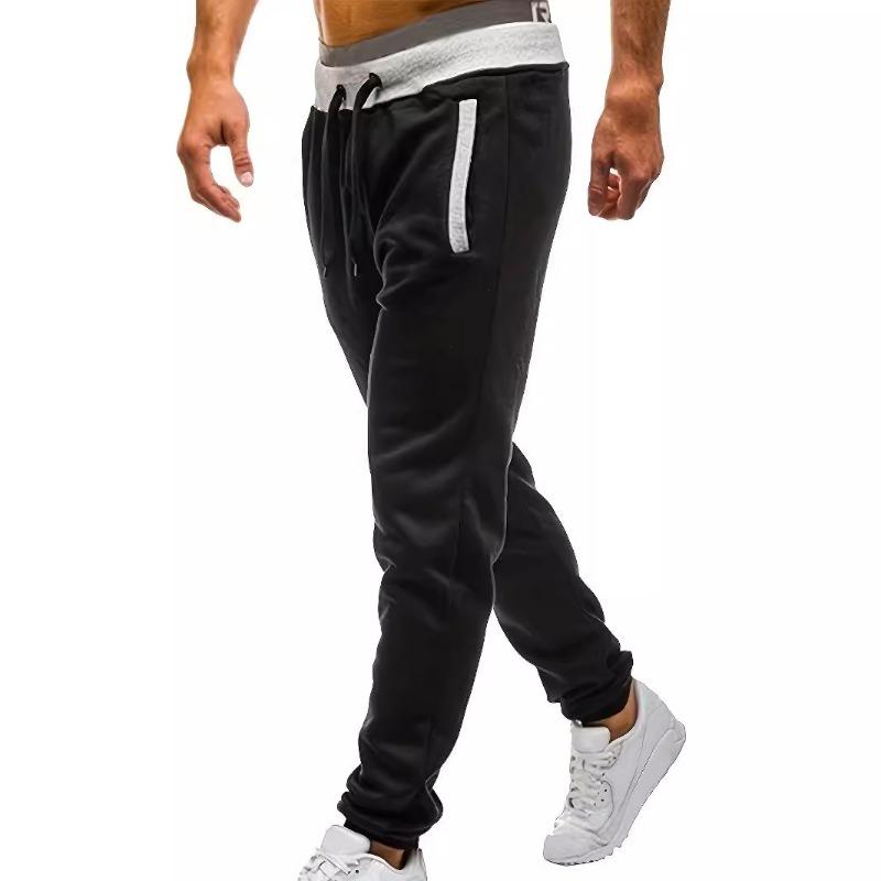 Casual Fleece Men's Pants Youth Stretch Loose-fitting Long Pants with Color Matching