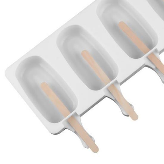 Yousheng 2 Sets Silicone Popsicle Molds Creative Ice Cream Mold 4 Cavities Ice Pop Mold with 100pcs Wooden Sticks And 2pcs Lids