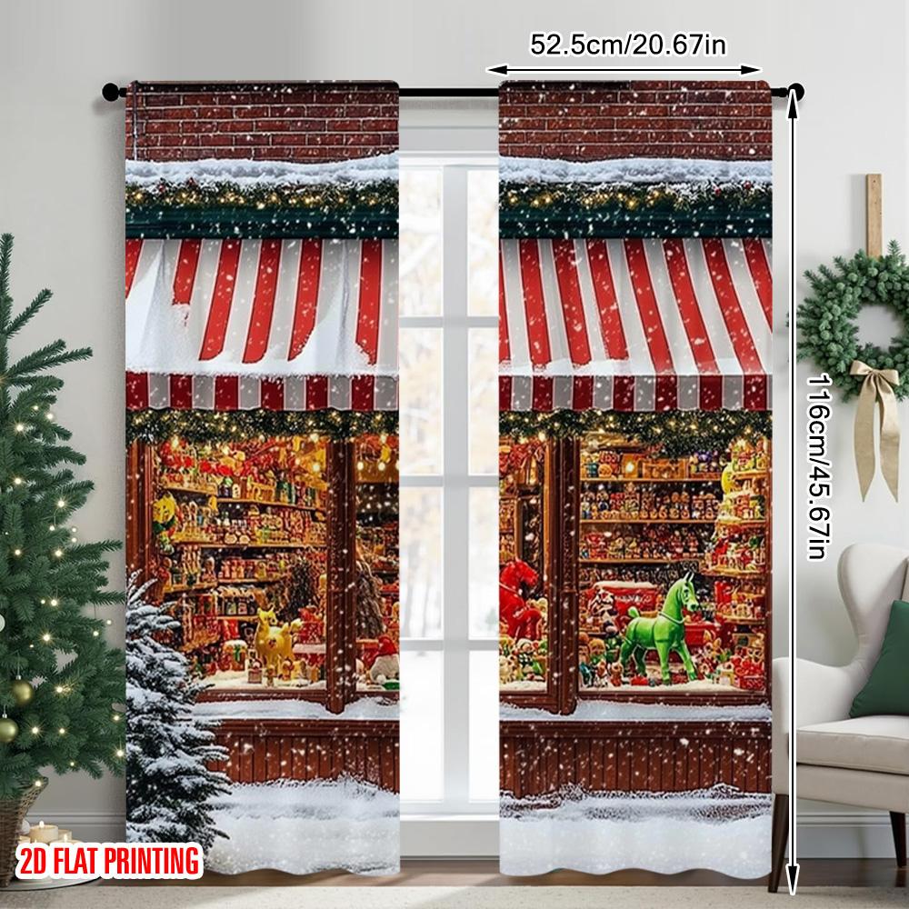 2 Stück 2D Flachdruck Frohe Weihnachten Beliebte Fenstervorhänge Weihnachten 17 Langlebiges Polyester Ohne Strom Frühling Perfekt