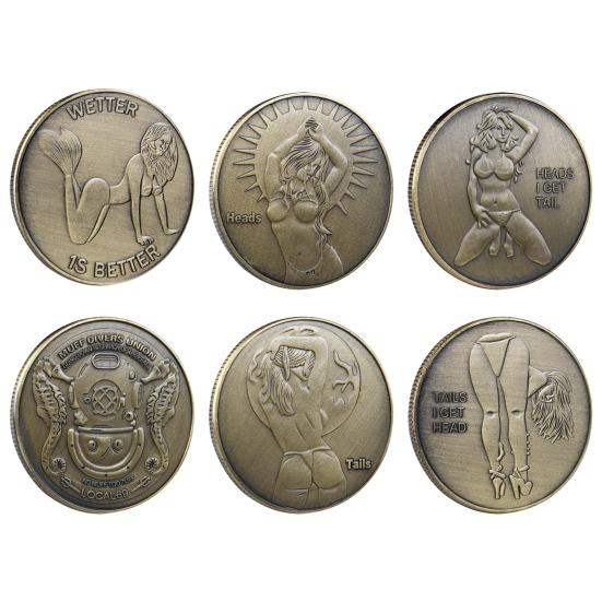 Moneda Desafío para Parejas Mujer Sexy Moneda de Doble Cara Coleccionable Ficha de Amor Moneda Desafío para Adultos Moneda Chica Afortunada para Hombres Mujeres Noche de Cita