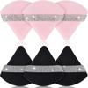 3Pcs Triangle Powder Puff Face Diamond Ribbon Soft Makeup Tool Sponge Velvet Soft Smooth Facial Beauty Makeup Sponge Accessories