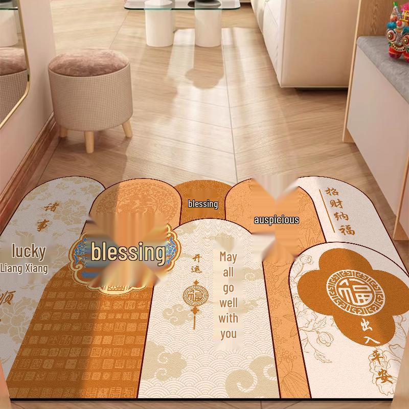 New Chinese Style Non-Slip Leather Entrance Doormat: Dirt-Resistant, Cuttable, Easy-to-Clean, Wash-Free for Home Use