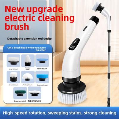 9-in-1 Electric Bathroom Cleaning Brush with Dual-Length Handles