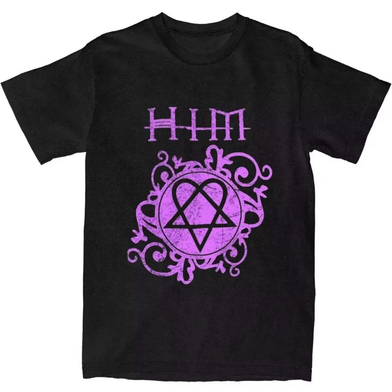 Hip Pop Rock Tshirt Him Band Ville Valo Heartagram Love Metal TShirt Summer Casual Streetwear Print Cotton ShortSleeved Unisex