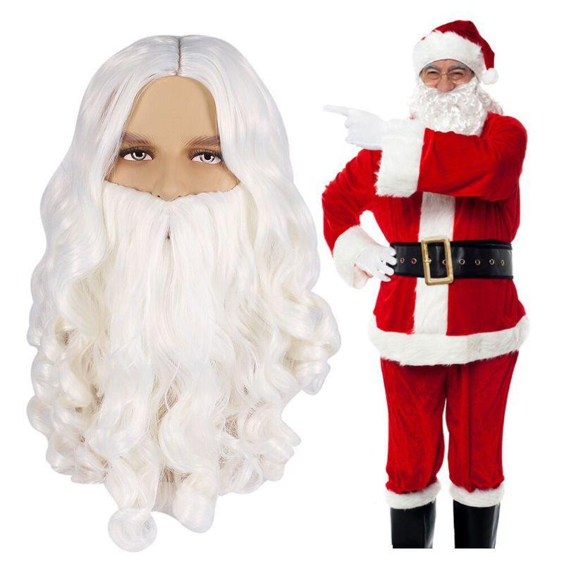 Christmas Claus Santa Beard Wig Adult Cosplay Costume Accessory Party Hair Curly