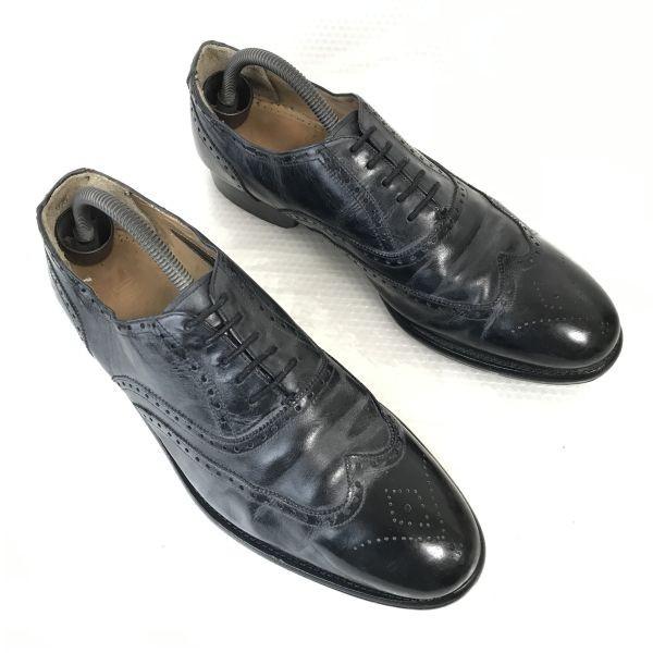 DAKS/Goodyear Welt Leather Full Brogue Wingtip Shoes/27.5/Black/Closed Lacing Business(USED)