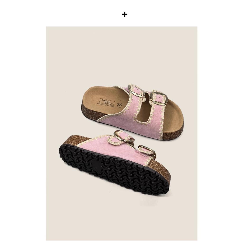 The Small Man Is Angry and Increases by 4CM! Mint Milk Green~ Thick-bottomed Cool Slippers, New One-word Slippers for Women