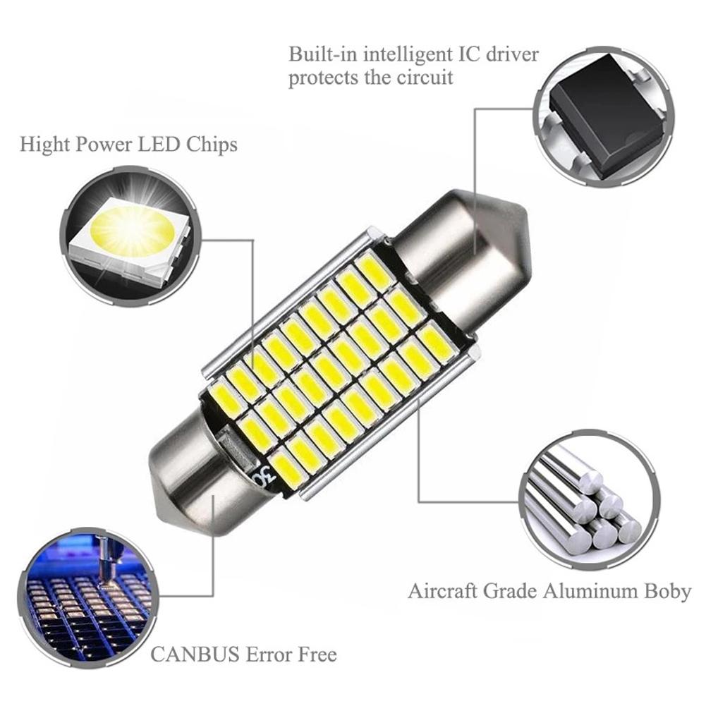 C5W LED Bulbs Canbus Super Bright LED Bulb C5W C10W Car License Light Auto Interior Reading Dome Lamp 31mm 36mm 39mm 41mm