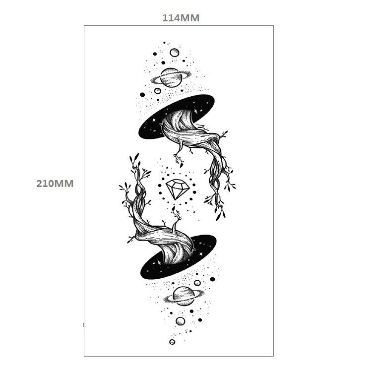 Red Rose Flower Arm Half Arm Tattoo Sticker Owl Hourglass Geometry Water Transfer Set Sticker