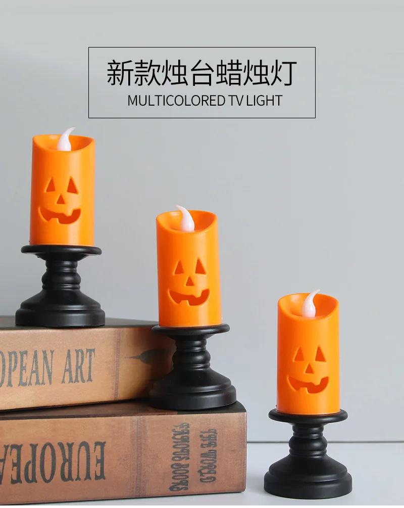 Halloween Ghost Festival Pumpkin Candlelight LED Candlestick Ins Desktop Ornament Scene Atmosphere Arrangement Props Decoration
