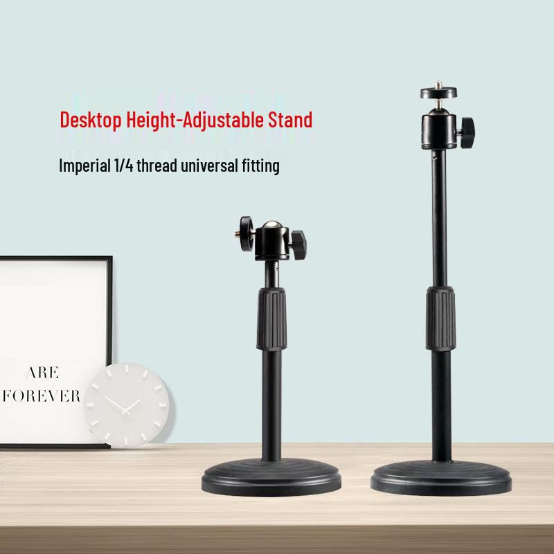 Round Metal Desktop Camera and Phone Stand with 1/4 Interface for Live Broadcast and Fill Light