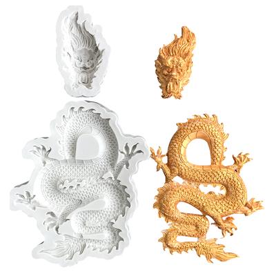 3D Drachen Relief Muster Silikon Form Fondant Kerze Harz Aroma Stein Ornamente Seife Mould Für Gebäck Cupcake Dekorieren