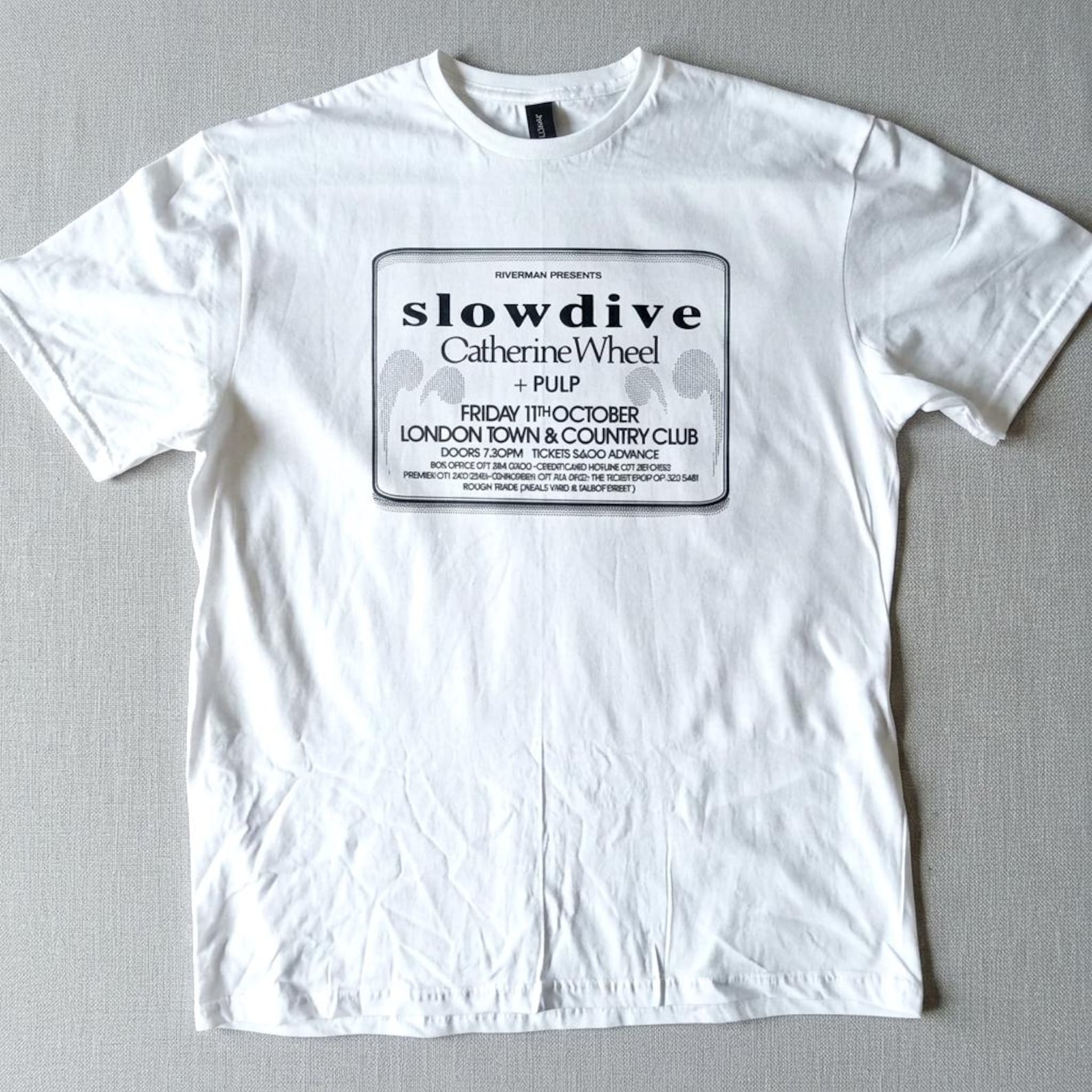 Slowdive/Catherine Wheel/Pulp T shirt, 90s Indie Shoegaze Britpop Band Tee Vintage Style Graphic Unisex M