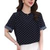 Fashion heavy silk top women's short-sleeved  wear new mulberry silk polka dot loose T-shirt