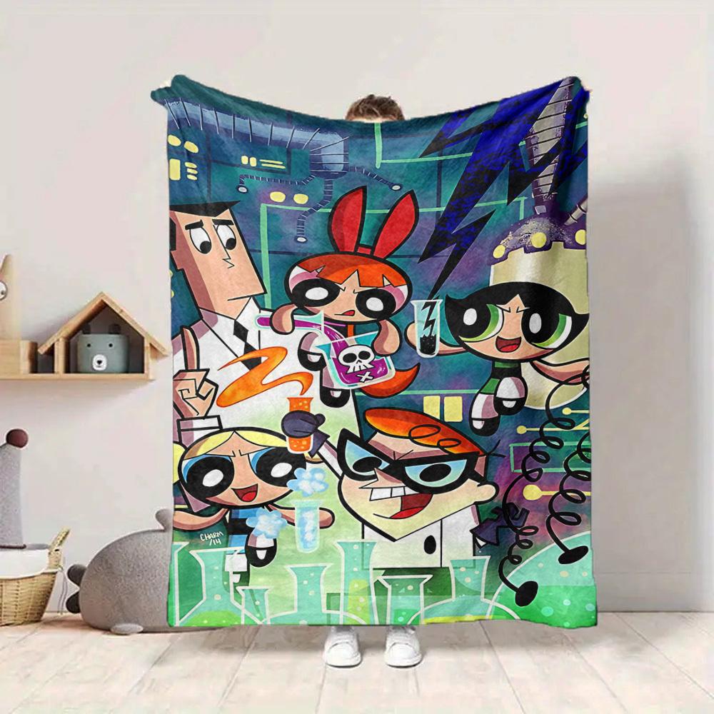 1 Stück Powerpuff Girls Flanell-Kuscheldecke HD-Druck Leicht Weich Warm Ganzjahresdecke für Sofa, Bett, Reisen, Camping Maschinenwaschbar